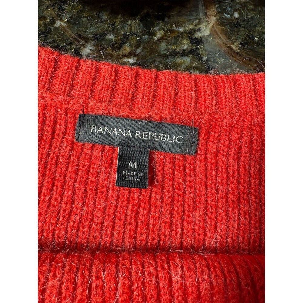 Banana Republic Sweater Womens Size M Red Boat Neck Pullover Knit Long - Picture 7 of 8